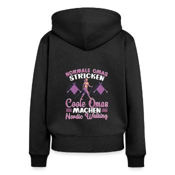 Nordic Walking Coole Omas gehen Walken - Frauen Premium Bio Zip Hoodie - Schwarz - Hinten - Julia (174cm)
