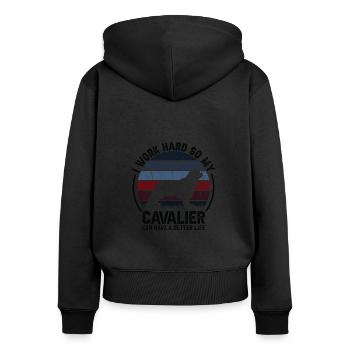Travaillez dur - Retro Cavalier - Sweat à capuche zippé Premium bio Femme - noir - Dos - Julia (174cm)