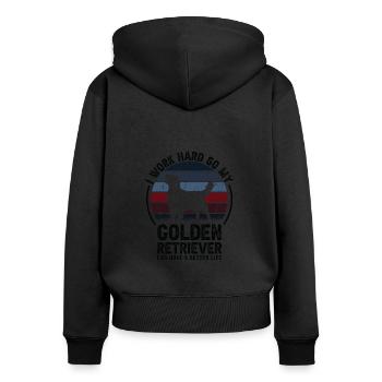Travaillez dur - Retro Golden Retriever - Sweat à capuche zippé Premium bio Femme - noir - Dos - Julia (174cm)
