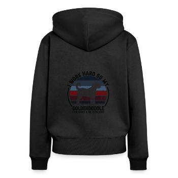 Travailler dur - Retro Goldendoodle - Sweat à capuche zippé Premium bio Femme - noir - Dos - Julia (174cm)