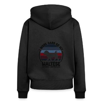Hard Work - Retro -Malteser - Women's Premium Organic Zip Hoodie - black - Back - Julia (174cm)