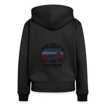 Travailler dur - Retro Newfoundland - Sweat à capuche zippé Premium bio Femme - noir - Dos - Julia (174cm)