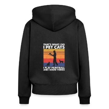 That's What I Do Pet Cats I Play Paintball - Women's Premium Organic Zip Hoodie - black - Back - Julia (174cm)