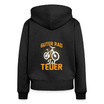 Guter Rad ist teuer Fahrradfahrer - Frauen Premium Bio Zip Hoodie - Schwarz - Hinten - Julia (174cm)