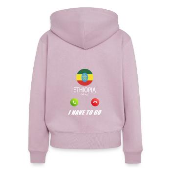 L’Ethiopie qualifie de slogan les drapeaux lusiger - Sweat à capuche zippé Premium bio Femme - rose poudré - Dos - Julia (174cm)