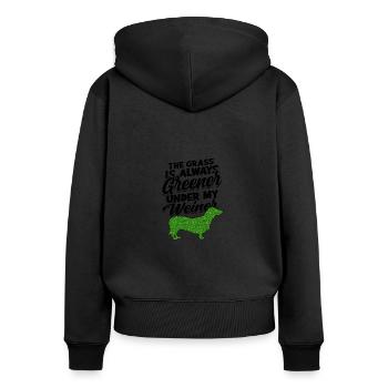 The grass is always greener under my weiner - - Women's Premium Organic Zip Hoodie - black - Back - Julia (174cm)