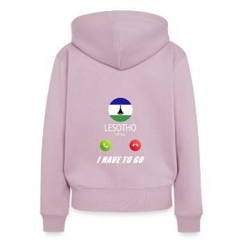 Lesotho ruft an Lusiger Flaggen Spruch - Frauen Premium Bio Zip Hoodie - Altrosa - Hinten - Julia (174cm)