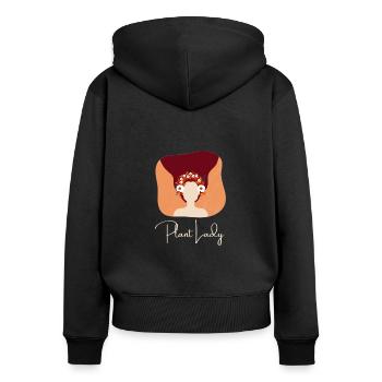 Pflanze Dame Garten Gesichtslinie Blumenkranz - Frauen Premium Bio Zip Hoodie - Schwarz - Hinten - Julia (174cm)