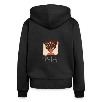 Pflanze Dame Garten Gesichtslinie Blumenkranz - Frauen Premium Bio Zip Hoodie - Schwarz - Hinten - Julia (174cm)