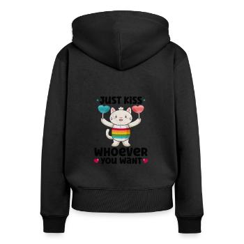 Lgbtq Transgenre Gay Lesbienne Féminisme Féministe - Sweat à capuche zippé Premium bio Femme - noir - Dos - Julia (174cm)