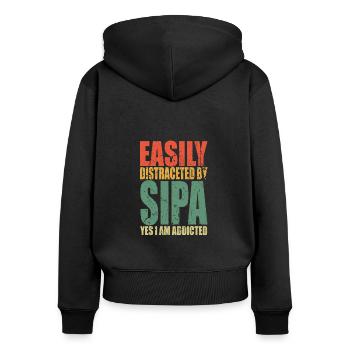Sipan Spruch lustig - Frauen Premium Bio Zip Hoodie - Schwarz - Hinten - Julia (174cm)