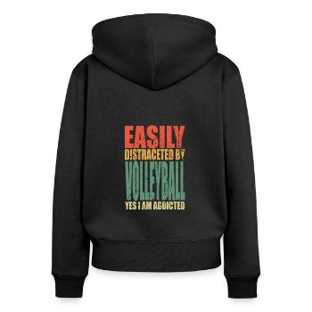 Volleyball Spruch lustig - Frauen Premium Bio Zip Hoodie - Schwarz - Hinten - Julia (174cm)
