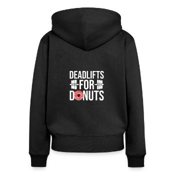 Deadlifts For Donuts - Gewichtheben Donut - Frauen Premium Bio Zip Hoodie - Schwarz - Hinten - Julia (174cm)