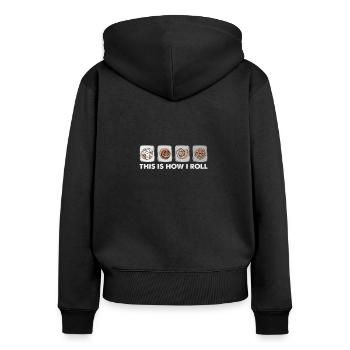 This Is How I Roll - Zimtschnecke Bäcker - Frauen Premium Bio Zip Hoodie - Schwarz - Hinten - Julia (174cm)