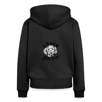 J’ai des normes - amoureux des caniches - Sweat à capuche zippé Premium bio Femme - noir - Dos - Julia (174cm)