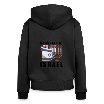 Juif israélite Héritage israélite Juif Israël Juif - Sweat à capuche zippé Premium bio Femme - noir - Dos - Julia (174cm)