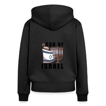 Israelite Jew Israelite Heritage Jewish Israel Jew - Frauen Premium Bio Zip Hoodie - Schwarz - Hinten - Julia (174cm)