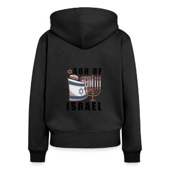 Israelite Jew Israelite Heritage Jewish Israel Jew - Frauen Premium Bio Zip Hoodie - Schwarz - Hinten - Julia (174cm)