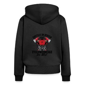 Feuerwehrfrau - Frauen Premium Bio Zip Hoodie - Schwarz - Hinten - Julia (174cm)