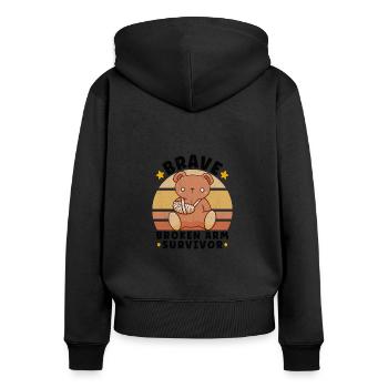 Broken Hand Broken Arm Broken Bones Funny Broken - Frauen Premium Bio Zip Hoodie - Schwarz - Hinten - Julia (174cm)