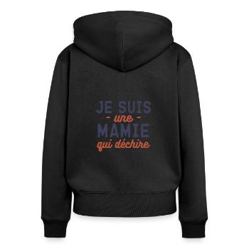 Annonce De Grossesse Pour Mamie - Sweat à capuche zippé Premium bio Femme - noir - Dos - Julia (174cm)
