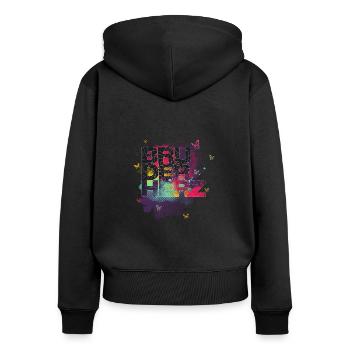 Bruderherz Bester Bruder der Welt Geschenkidee - Frauen Premium Bio Zip Hoodie - Schwarz - Hinten - Julia (174cm)