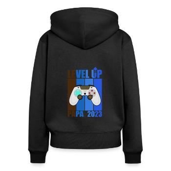 Level Up Dad 2023 Gamer Dad Gift Future Dad - Women's Premium Organic Zip Hoodie - black - Back - Julia (174cm)