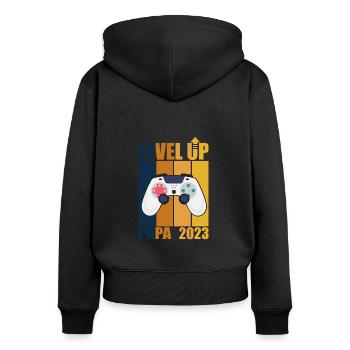 Level Up Dad 2023 Gamer Dad Gift Future Dad - Women's Premium Organic Zip Hoodie - black - Back - Julia (174cm)