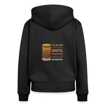 Tout est amusant et jeux - Amateurs de géologie - Sweat à capuche zippé Premium bio Femme - noir - Dos - Julia (174cm)