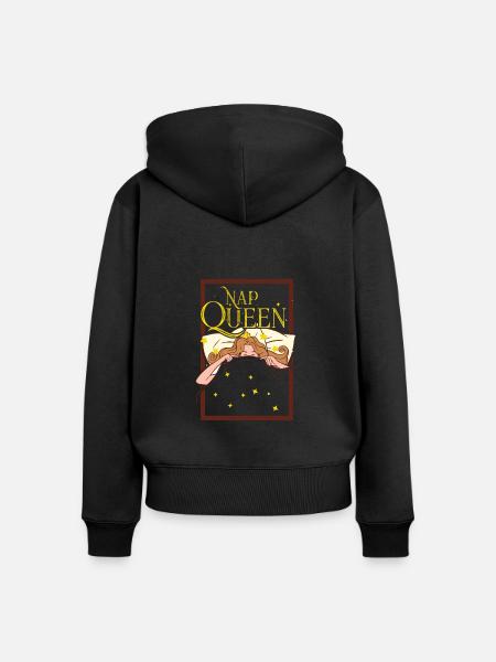 Nap Queen - Frauen Premium Bio Zip Hoodie - Schwarz