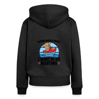 Voilier Voilier Bateau Kid Enfant Yacht Bateau - Sweat à capuche zippé Premium bio Femme - noir - Dos - Julia (174cm)