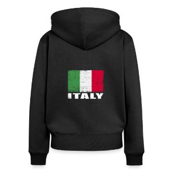 Italie Drapeau Grunge Italie Drapeau - Sweat à capuche zippé Premium bio Femme - noir - Dos - Julia (174cm)