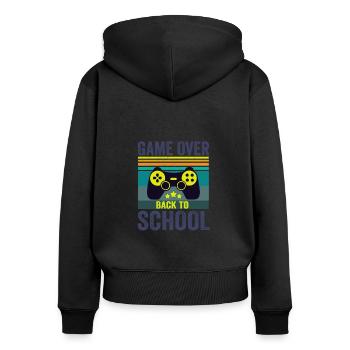 Zocker Game Over Retour à l’école Gamer - Sweat à capuche zippé Premium bio Femme - noir - Dos - Julia (174cm)