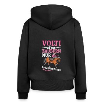Voltigieren Volti Voltigier Pferde Pferdemädchen - Frauen Premium Bio Zip Hoodie - Schwarz - Hinten - Julia (174cm)