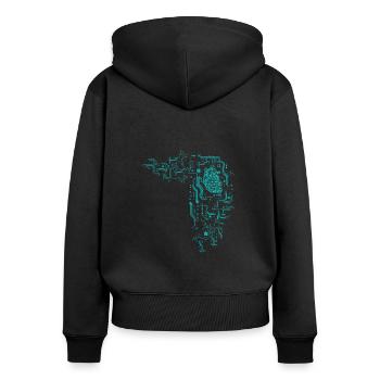 Informaticien Programmeur informatique Nerd Geek - Sweat à capuche zippé Premium bio Femme - noir - Dos - Julia (174cm)