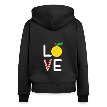 Love Lemonade - Entreprise de jus de citron - Sweat à capuche zippé Premium bio Femme - noir - Dos - Julia (174cm)