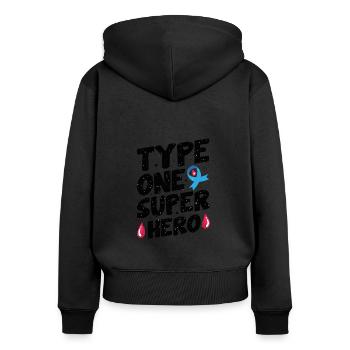 Insuline Junkie Diabète diabétique Sucre de type 1 - Sweat à capuche zippé Premium bio Femme - noir - Dos - Julia (174cm)
