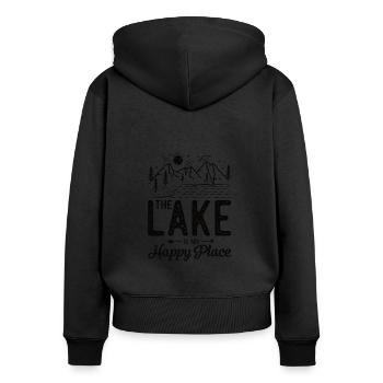 See Angeln Boote Kajak Kanu Sommer Seehaus Kabine - Frauen Premium Bio Zip Hoodie - Schwarz - Hinten - Julia (174cm)