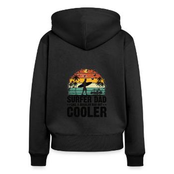 surf Papa Surfeur Père Surf surf surf - Sweat à capuche zippé Premium bio Femme - noir - Dos - Julia (174cm)