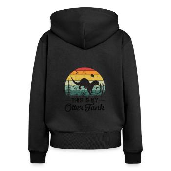 Otter Animal Water Retro Nature Water Sea Fur - Women's Premium Organic Zip Hoodie - black - Back - Julia (174cm)