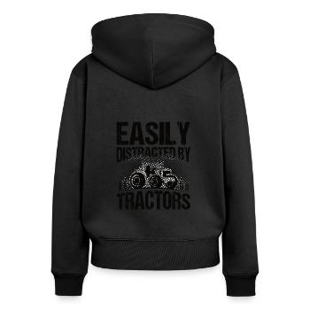 Farmer Tractor Agriculture Farmer Tractor Farm - Women's Premium Organic Zip Hoodie - black - Back - Julia (174cm)