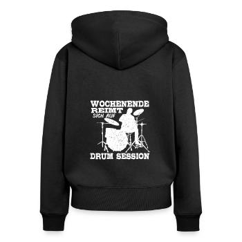 Lustiger Wandern Spruch Wanderer Natur - Frauen Premium Bio Zip Hoodie - Schwarz - Hinten - Julia (174cm)