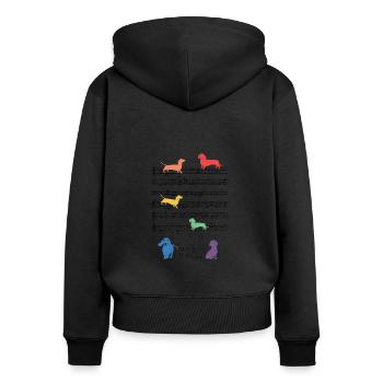 Dackel LGBT Hund Musik Noten Geschenk - Frauen Premium Bio Zip Hoodie - Schwarz - Hinten - Julia (174cm)