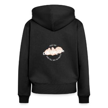 Feed Me Crab Rangoons And Tell Me I'm Pretty - Women's Premium Organic Zip Hoodie - black - Back - Julia (174cm)