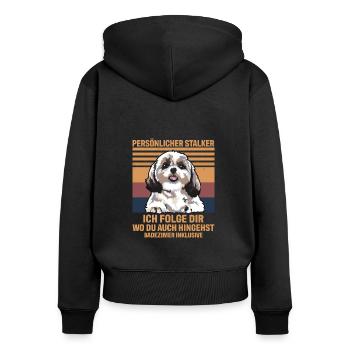 Persönlicher Stalker Shih Tzus Ich Folge Dir Shih - Frauen Premium Bio Zip Hoodie - Schwarz - Hinten - Julia (174cm)