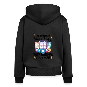 Bingo Jeu de cartes Grand-mère Bingo Joueur Bingo Cartes - Sweat à capuche zippé Premium bio Femme - noir - Dos - Julia (174cm)