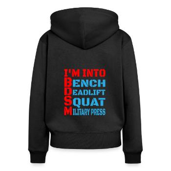 Im Into BDSM Bench Squat Deadlift Presse militaire14 - Sweat à capuche zippé Premium bio Femme - noir - Dos - Julia (174cm)