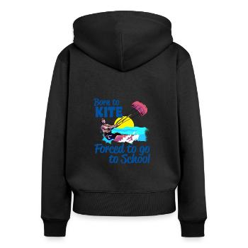 Kitesurfeur né pour le cerf-volant forcé d’aller à l’école - Sweat à capuche zippé Premium bio Femme - noir - Dos - Julia (174cm)