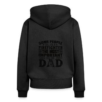 Pompier Père Papa Héros de la caserne de pompiers - Sweat à capuche zippé Premium bio Femme - noir - Dos - Julia (174cm)