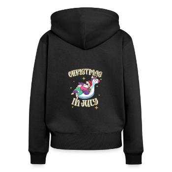 Lustiges Weihnachtsmann Weinachten im Juli - Frauen Premium Bio Zip Hoodie - Schwarz - Hinten - Julia (174cm)